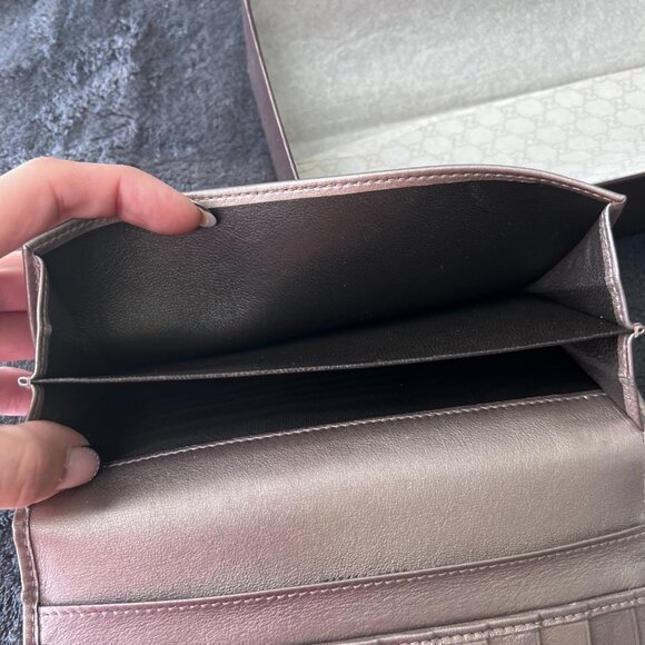 Gucci GG Imprimé Canvas Wallet in Purple/Pewter Metallic with Silver Hardware - Picture 5 of 13